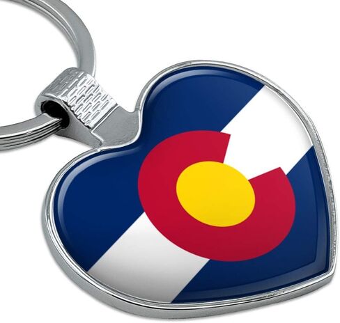GRAPHICS & MORE Colorado State Flag Keychain Heart Love Metal Key Chain Ring in Kuwait