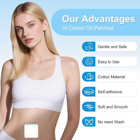 Castor Oil Pack Patches for Belly Button – 60 Disposable Organic Cotton Self-Adhesive Pads, Leak-Proof & Breathable, No-Wash Castor Oil Wraps for Navel, Abdomen & Targeted Skin Care in Kuwait