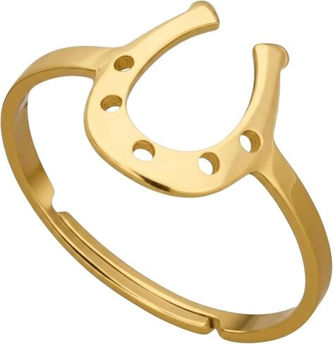 1Pc Horseshoe Ring Gold-hued U Shaped Open Adjustable Minimalist Trendy Comfort Fit Horseshoe Rings for Women Modern Stylish Jewelry Accessory in Saudi Arabia