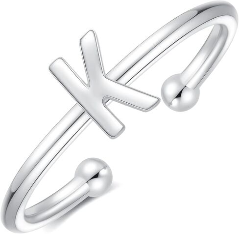 925 Sterling Silver Rings - Adjustable Initial & Stackable Cute Rings for Women - Jewelry Gifts in Saudi Arabia