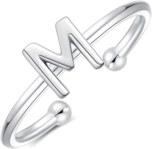 925 Sterling Silver Rings - Adjustable Initial & Stackable Cute Rings for Women - Jewelry Gifts in Saudi Arabia