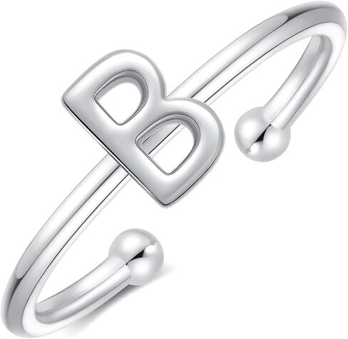 925 Sterling Silver Rings - Adjustable Initial & Stackable Cute Rings for Women - Jewelry Gifts in Saudi Arabia