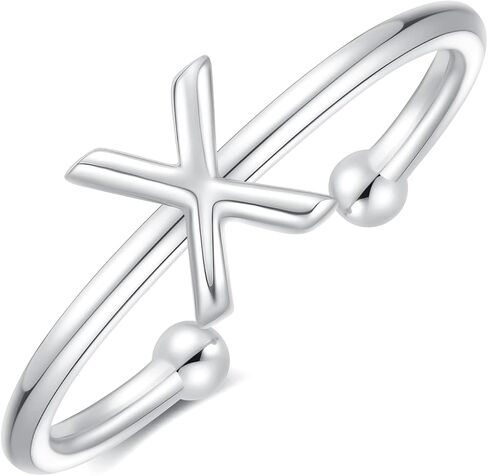 925 Sterling Silver Rings - Adjustable Initial & Stackable Cute Rings for Women - Jewelry Gifts in Saudi Arabia
