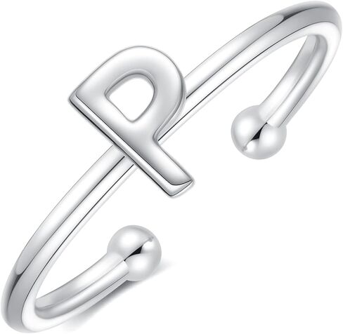 925 Sterling Silver Rings - Adjustable Initial & Stackable Cute Rings for Women - Jewelry Gifts in Saudi Arabia