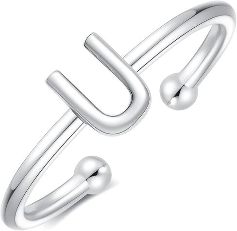 925 Sterling Silver Rings - Adjustable Initial & Stackable Cute Rings for Women - Jewelry Gifts in Saudi Arabia