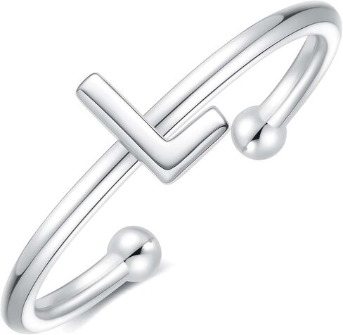 925 Sterling Silver Rings - Adjustable Initial & Stackable Cute Rings for Women - Jewelry Gifts in Saudi Arabia