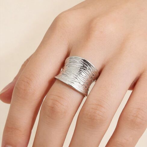 Hammered Sterling Silver Handmade Wide Band, Chunky Wide Band Square Signet Ring, Statement Ring Gold Plated, Maximalist Cocktail Ring Gift in Saudi Arabia