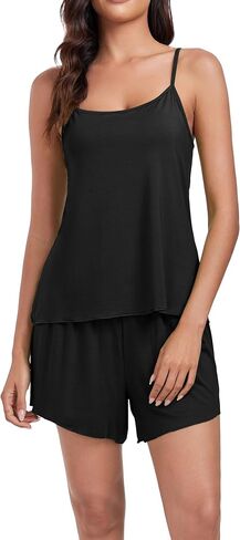 VOGMATE Women's Pajama Sets Soft Modal Knit Cute Pj Cami Top with Shorts Sleepwear Set Sexy 2 Piece Lounge Set for Ladies in Kuwait