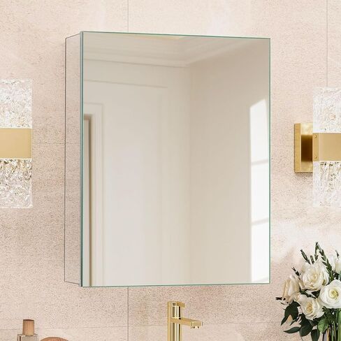 20 x 26 in Medicine Cabinet Mirror,Bathroom Mirror Cabinet with Adjustable Shelves,Aluminum Silver Medicine Cabinets for Bathroom,Recessed or Wall Mounted Medicine Cabinets（Assembly Required in Saudi Arabia