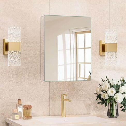 20 x 26 in Medicine Cabinet Mirror,Bathroom Mirror Cabinet with Adjustable Shelves,Aluminum Silver Medicine Cabinets for Bathroom,Recessed or Wall Mounted Medicine Cabinets（Assembly Required in Saudi Arabia