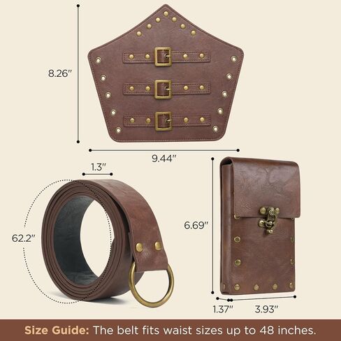 YESSA Renaissance Accessories مجموعة درع جلد PU من القرون الوسطى، بولدرون، دعامات، حقيبة هاتف بحزام، قرصان فايكنغ لارب in Kuwait