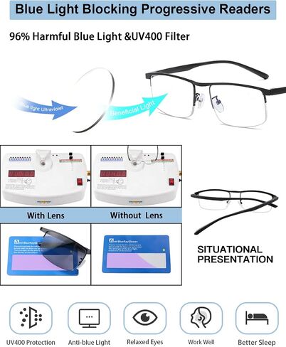 K.LAVER Progressive Photochromice Reading Glasses For Men Women,Multifocal Transition Computer Glasses Anti UV/Blue Light in Saudi Arabia