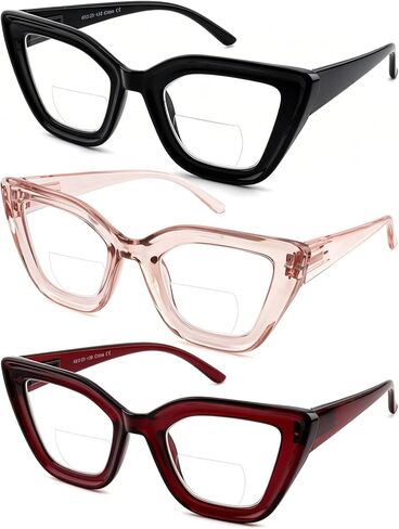 Women Oversized Butterfly Clear Top Bifocal Reading Glasses, Blue Light Blocking Computer Designer Eyeglasses in Saudi Arabia