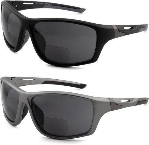 2-Pack Mens Bifocal Sunglasses UV400 Built In Sporty Upgraded Wrap Frame,Cycling Reader For Outdoor in Saudi Arabia