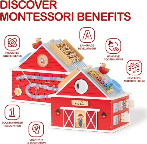 Monläurd® Montessori Wooden Tree Activity Center, Sensory Table & Busy Board for Toddlers 1-3, 4-Season Learning Activity Cube for Playroom & Daycare in Kuwait