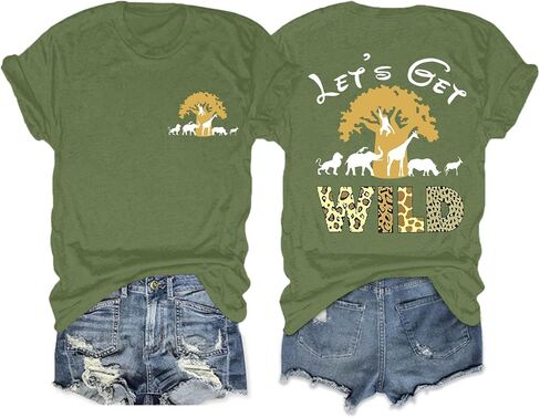 Animal Kingdom Shirt Zoo Shirts for Women Lets Get Wild Safari Vintage Graphic Tees Cute Vacation Tops in Saudi Arabia
