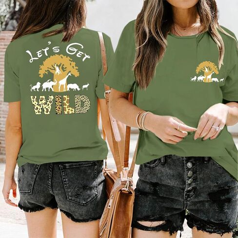 Animal Kingdom Shirt Zoo Shirts for Women Lets Get Wild Safari Vintage Graphic Tees Cute Vacation Tops in Saudi Arabia