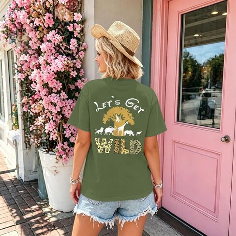 Animal Kingdom Shirt Zoo Shirts for Women Lets Get Wild Safari Vintage Graphic Tees Cute Vacation Tops in Saudi Arabia