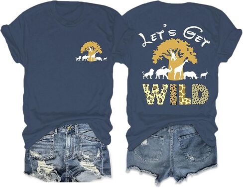 Animal Kingdom Shirt Zoo Shirts for Women Lets Get Wild Safari Vintage Graphic Tees Cute Vacation Tops in Saudi Arabia
