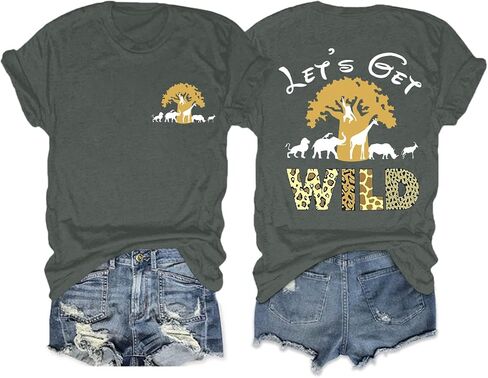 Animal Kingdom Shirt Zoo Shirts for Women Lets Get Wild Safari Vintage Graphic Tees Cute Vacation Tops in Saudi Arabia