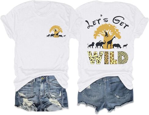 Animal Kingdom Shirt Zoo Shirts for Women Lets Get Wild Safari Vintage Graphic Tees Cute Vacation Tops in Saudi Arabia