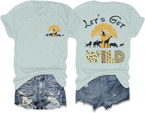 Animal Kingdom Shirt Zoo Shirts for Women Lets Get Wild Safari Vintage Graphic Tees Cute Vacation Tops in Saudi Arabia