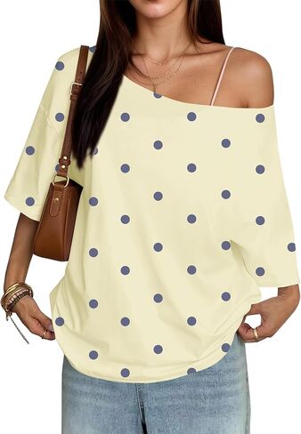 Women’s Off The Shoulder Tops Oversized Camo T Shirt Maple Leaf Print Short Sleeve Y2K Casual Streetwear Summer Top in Saudi Arabia