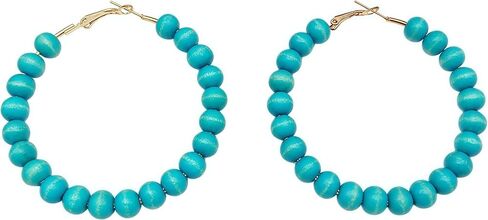 Bohemian Colorful Acrylic Resin Matte Beads Round Circle Hoop Drop Dangle Minimalist Chic Lightweight Earrings for Women Boho Geometric Beaded Statement Jewelry in Saudi Arabia