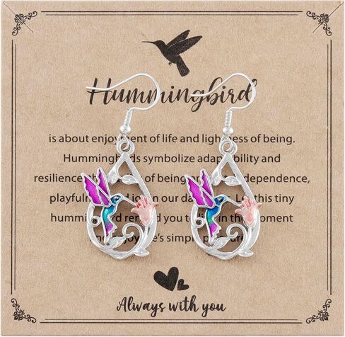 Hummingbird Earrings for Women Purple Hummingbird Dangle Memorial Jewelry Mothers Day Gifts in Kuwait