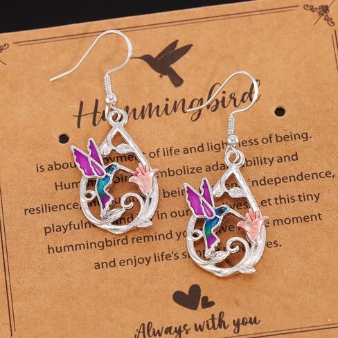 Hummingbird Earrings for Women Purple Hummingbird Dangle Memorial Jewelry Mothers Day Gifts in Kuwait