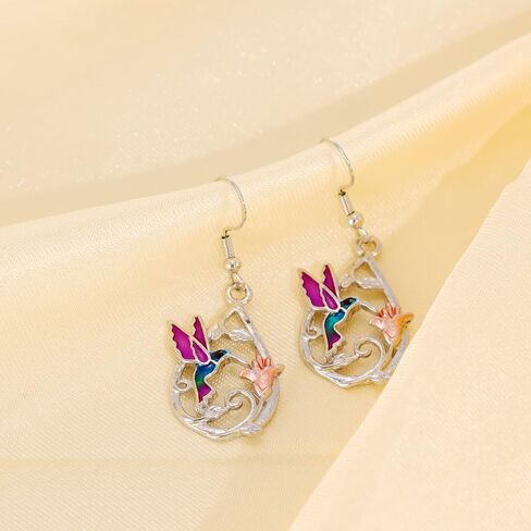 Hummingbird Earrings for Women Purple Hummingbird Dangle Memorial Jewelry Mothers Day Gifts in Kuwait
