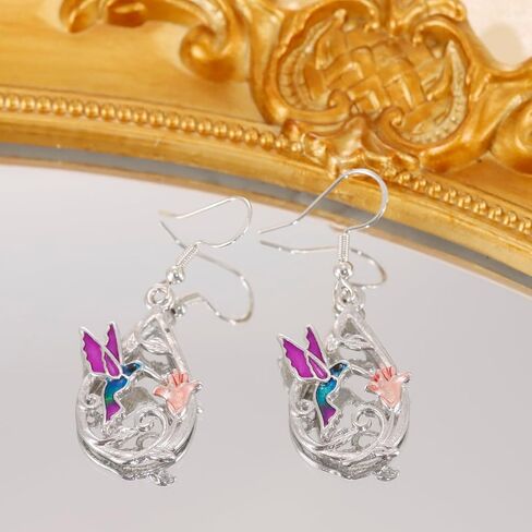 Hummingbird Earrings for Women Purple Hummingbird Dangle Memorial Jewelry Mothers Day Gifts in Kuwait
