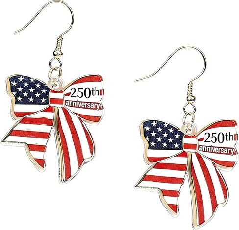 4th of July Earrings for Women, 250th Anniversary Independence Day Earring, Patriotic Celebration American Flag Acrylic Earrings Accessories for Gifts in Saudi Arabia