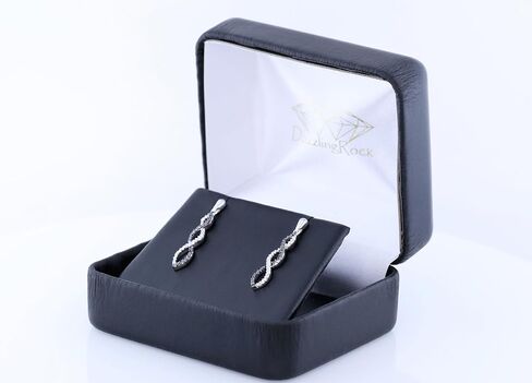 مجموعة Dazzlingrock أقراط متدلية دائرية من الألماس الأبيض والأسود على شكل دوامة للنساء من الفضة الإسترليني عيار 925 in Kuwait