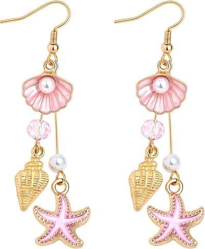 Nanafast Seashell Starfish Earrings for Women Boho Conch Shell Drop Earrings Ocean Beach Jewelry for Summer Vacation Outfits in Saudi Arabia