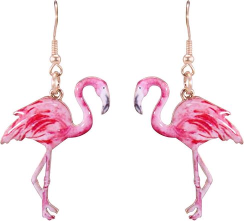 Pink Cute Flamingo Summer Metal Dangle Earring No.401 in Saudi Arabia