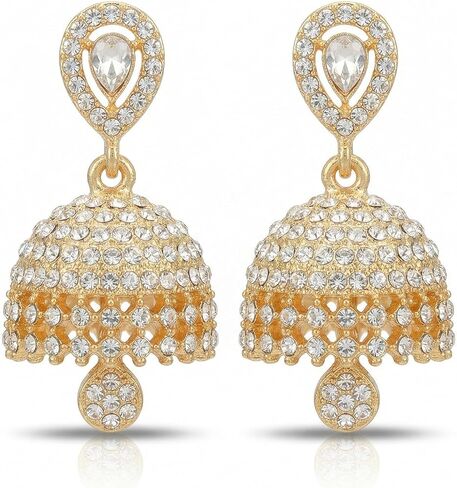 Indian Earrings Dainty Jhumka Mini Gold Jhumkas Jewelry for Women CZ Bell Teardrop Dangle Drop Earrings Vintage Bohemian Chandelier Traditional Fashion Accessories in Saudi Arabia