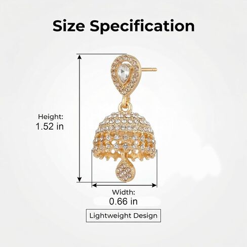 Indian Earrings Dainty Jhumka Mini Gold Jhumkas Jewelry for Women CZ Bell Teardrop Dangle Drop Earrings Vintage Bohemian Chandelier Traditional Fashion Accessories in Saudi Arabia