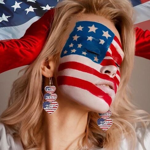 أقراط وطنية للنساء، تصميم الذكرى السنوية الـ 250 1776-2026 - مجوهرات أكريليك أمريكية - أحمر وأبيض وأزرق وإكسسوارات الرابع من يوليو لعيد الاستقلال in Kuwait