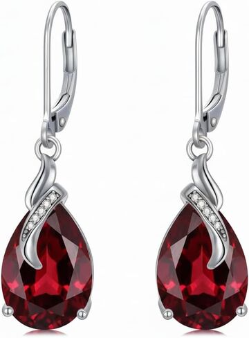 Gemstone Earrings for Women, Pear Cut Birthstone with Genuine Diamond Dangle Drops Earrings 925 Sterling Silver Diamond Jewelry Teardrops Earrings Gifts For Her in Saudi Arabia