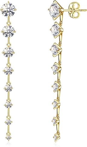 NOKMIT 14K Gold Plated CZ Drop Earrings for Women,Long Hanging Sparkling Cubic Zirconia Dangle Earrings,Hypoallergenic Jewelry for Party Wedding Anniversary in Saudi Arabia