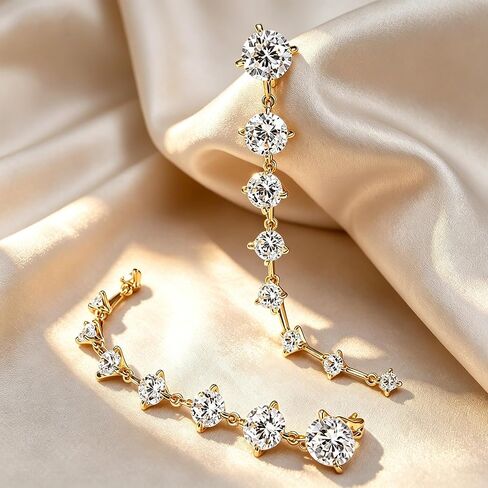 NOKMIT 14K Gold Plated CZ Drop Earrings for Women,Long Hanging Sparkling Cubic Zirconia Dangle Earrings,Hypoallergenic Jewelry for Party Wedding Anniversary in Saudi Arabia