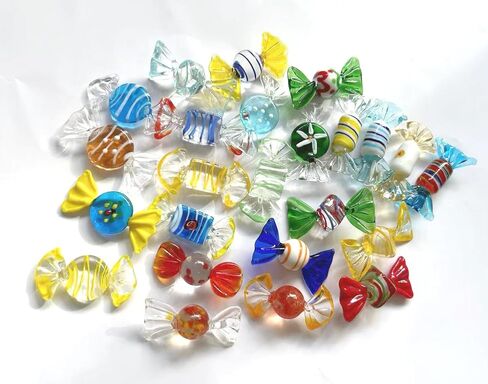 Vintage Murano Style Glass Sweets Candy Ornaments, 24 Pieces, Handmade, for Home, Party, Wedding, Christmas Tree Decor in Saudi Arabia
