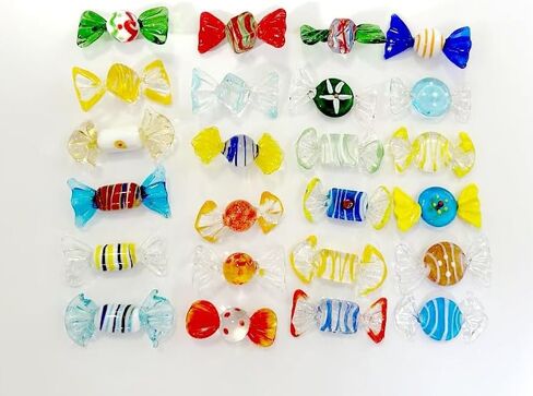Vintage Murano Style Glass Sweets Candy Ornaments, 24 Pieces, Handmade, for Home, Party, Wedding, Christmas Tree Decor in Saudi Arabia