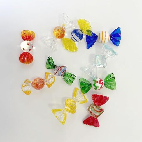 Vintage Murano Style Glass Sweets Candy Ornaments, 24 Pieces, Handmade, for Home, Party, Wedding, Christmas Tree Decor in Saudi Arabia