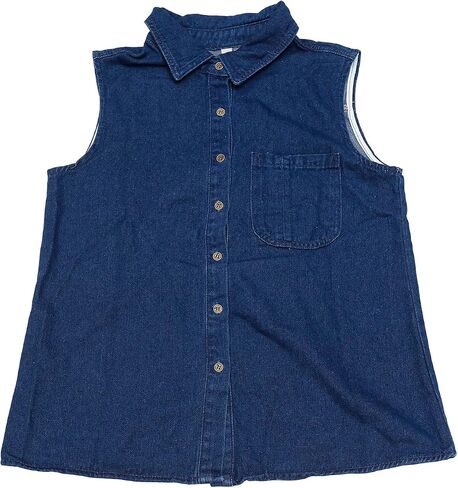 Women's Denim Tank Top Sleeveless Button Down Shirts with Pockets Collared Jean Shirt in Saudi Arabia