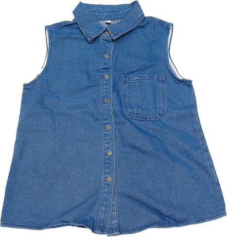 Women's Denim Tank Top Sleeveless Button Down Shirts with Pockets Collared Jean Shirt in Saudi Arabia