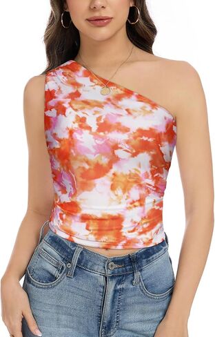 ZNVGIRL Womens Off The Shoulder Tank Tops Slim Fit Shirt Sleeveless Ruched Going Out Outfits in Saudi Arabia