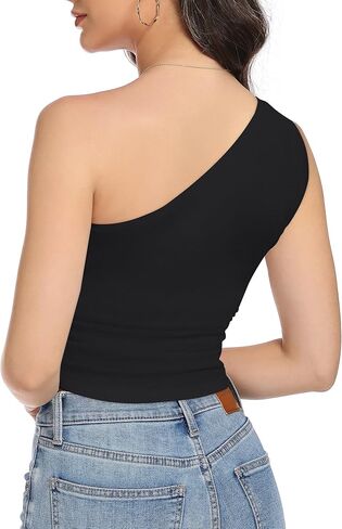 ZNVGIRL Womens Off The Shoulder Tank Tops Slim Fit Shirt Sleeveless Ruched Going Out Outfits in Saudi Arabia