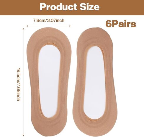 Grevosea 6 Pairs Women's No Show Socks Ultra Low Cut Liners Non Slip Invisible Hidden Socks for Flats Cotton Comfortable Breathable Size 5-8/9-11 in Kuwait